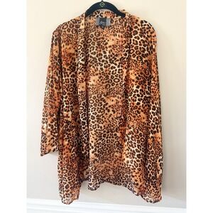 Animal Print Open Front Cardigan 1X